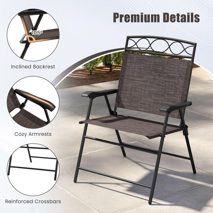 Giantex Set of 4 Patio Folding Chairs with Armrest and Metal Frame