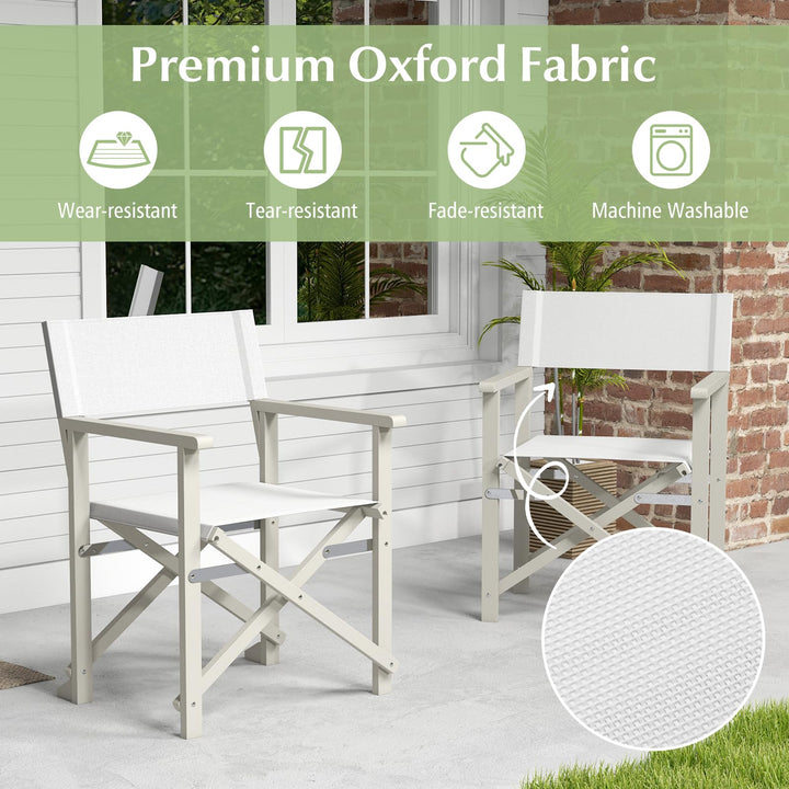 Giantex Set  Folding Director Chairs, Lightweight Patio Camping Chair with Acacia Wood Frame & Oxford Fabric Seat