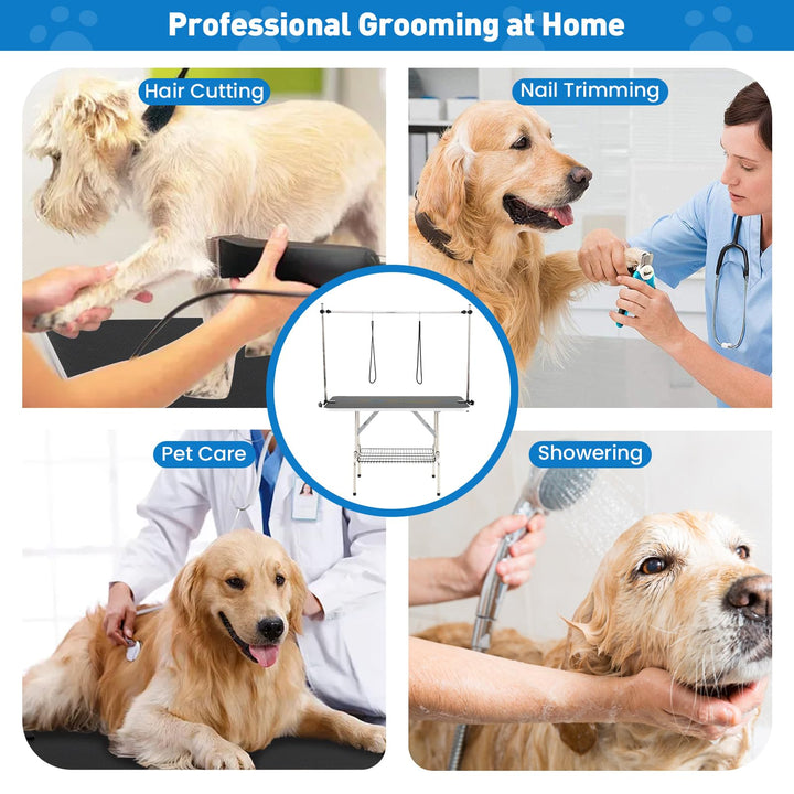 Giantex 47'' Dog Grooming Table with Adjustable Arm & 2 Nooses