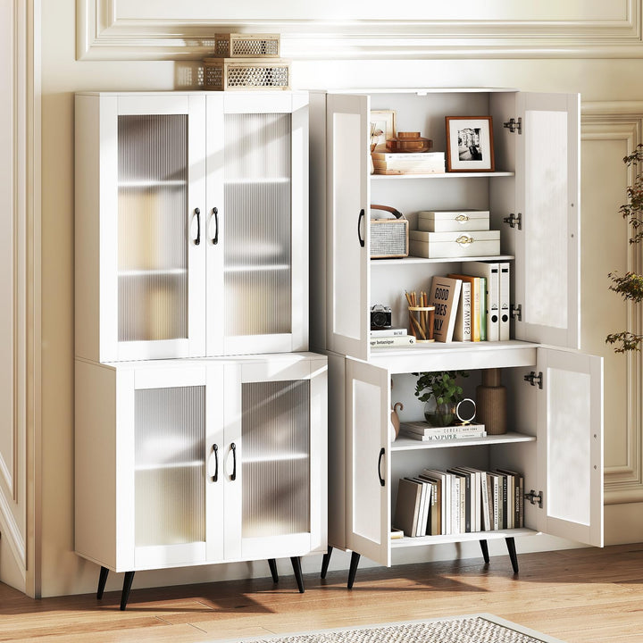 Giantex Kitchen Pantry Cabinet 70.5" Tall Cupboard with 4 Transparent Doors
