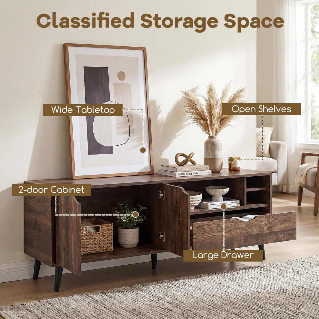 Giantex TV Stand for TVs up to 65 Inches Rustic Entertainment Center