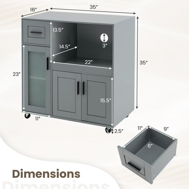 Giantex Kitchen Island with Storage, Kitchen Cart with Wheels