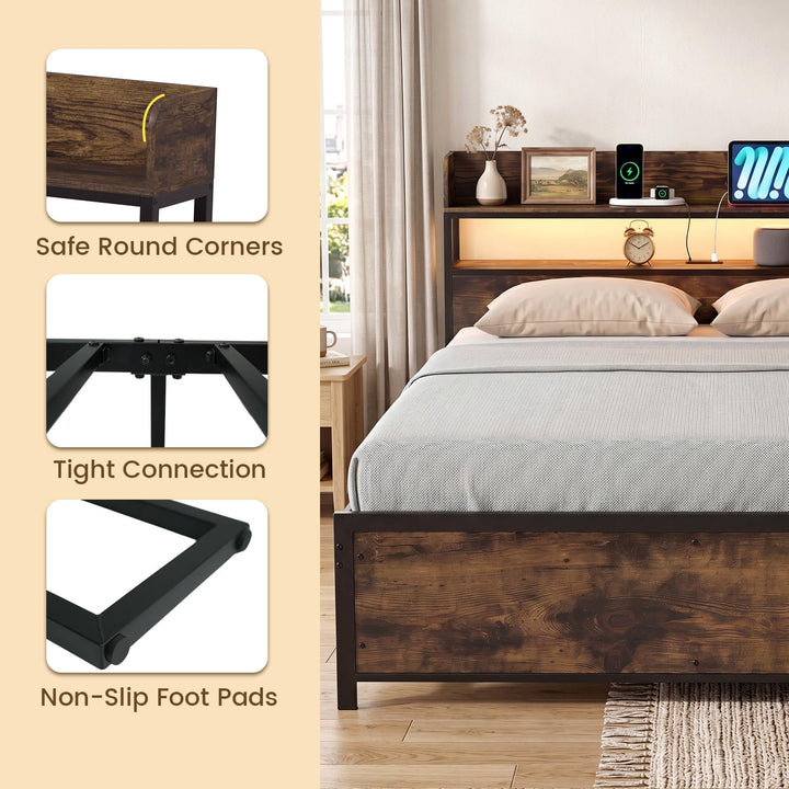 Giantex Queen Size Bed Frame with Storage Headboard