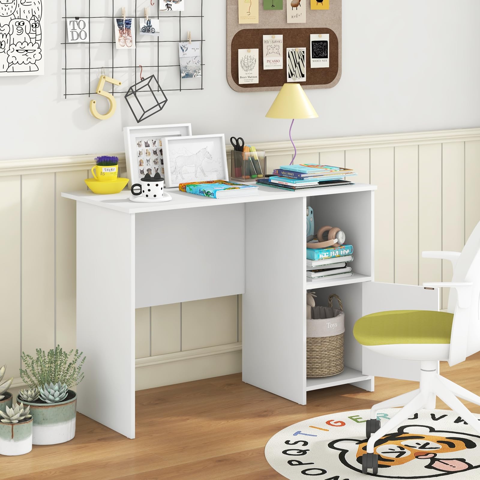 Giantex White Computer Desk with Drawers