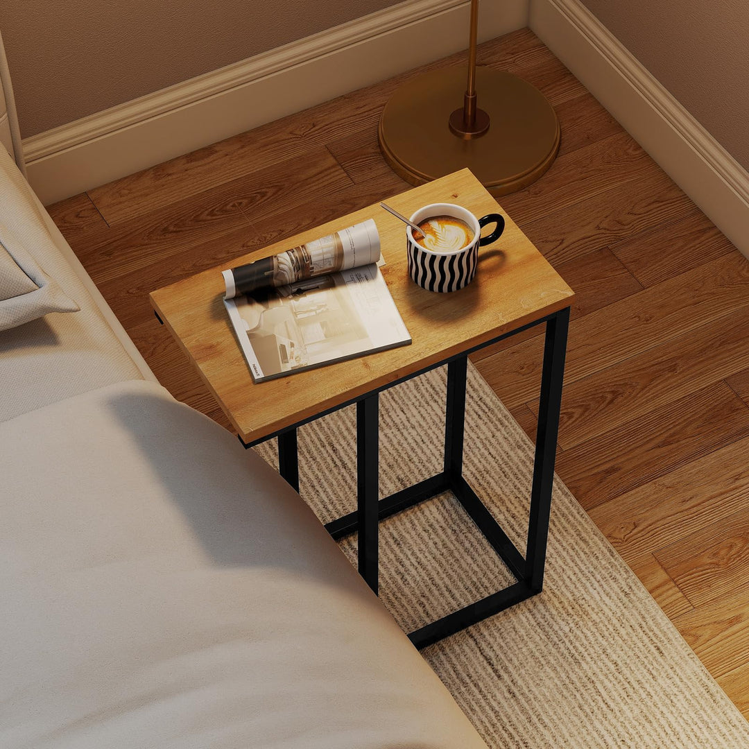 Giantex Small Sofa Couch Side Table That Slide Under with Metal Frame &amp; Spacious Tabletop
