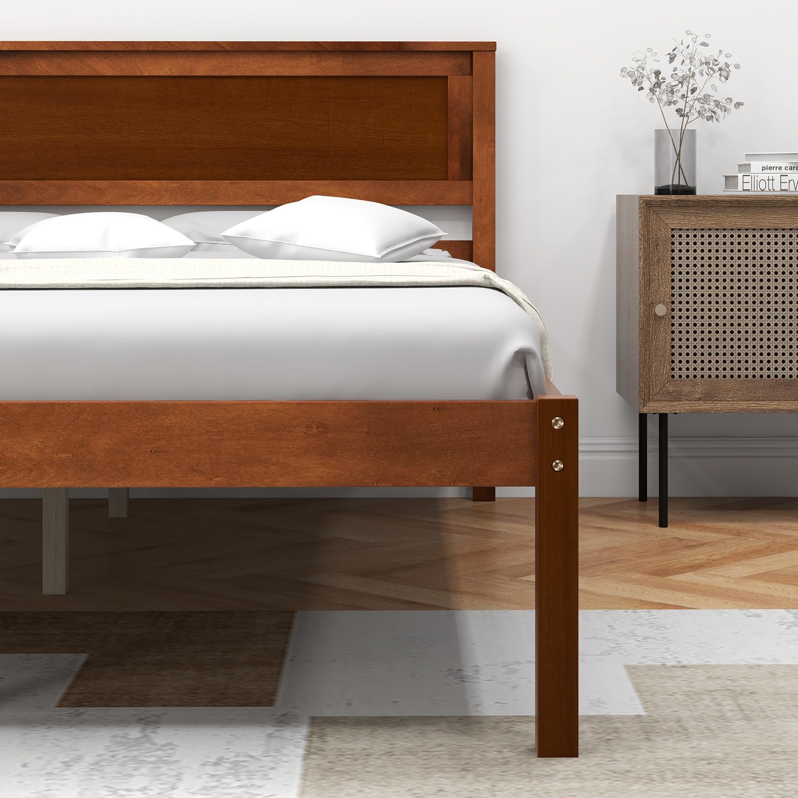 Giantex Wood Full Platform Bed with Headboard