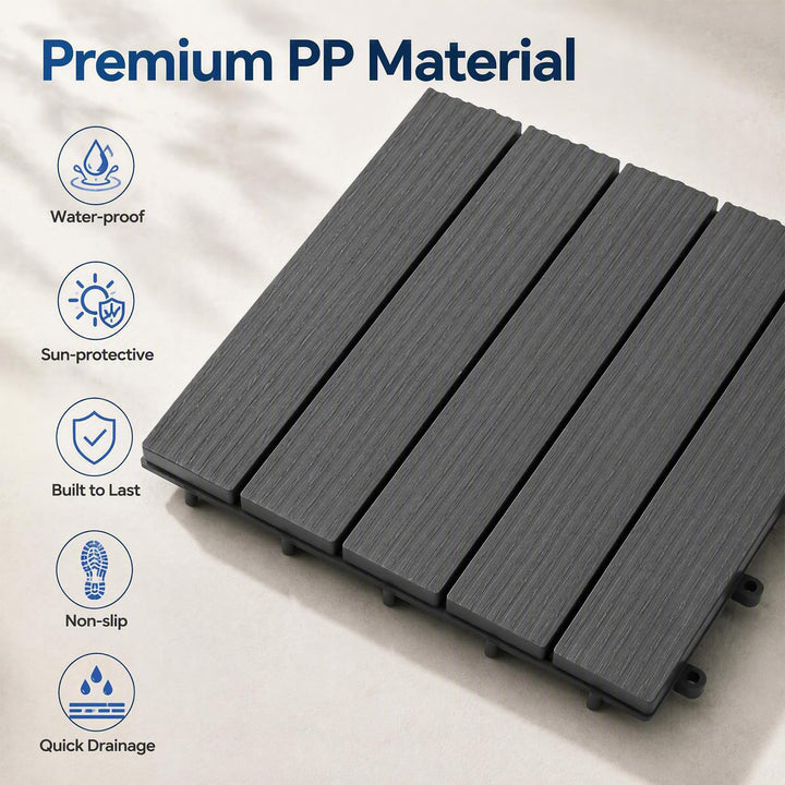 GIANTEX 36 PCS Waterproof Plastic Interlocking Deck Tiles