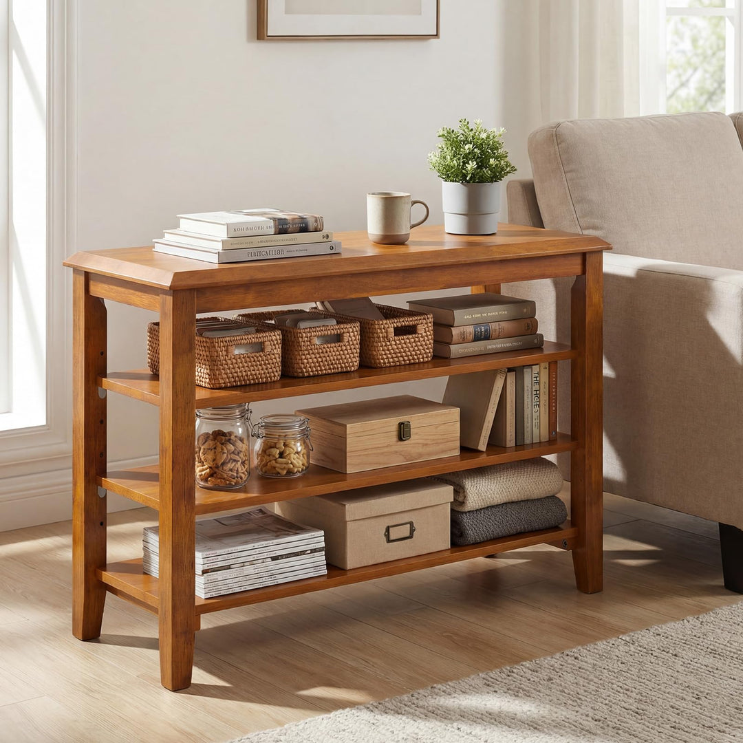 Giantex 4-Tier Rubber Wood Shoe Rack Bench with Adjustable Shelves