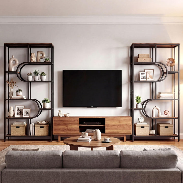 Giantex 69" Tall Etagere Bookcase w/Open Storage Shelves for Living Room