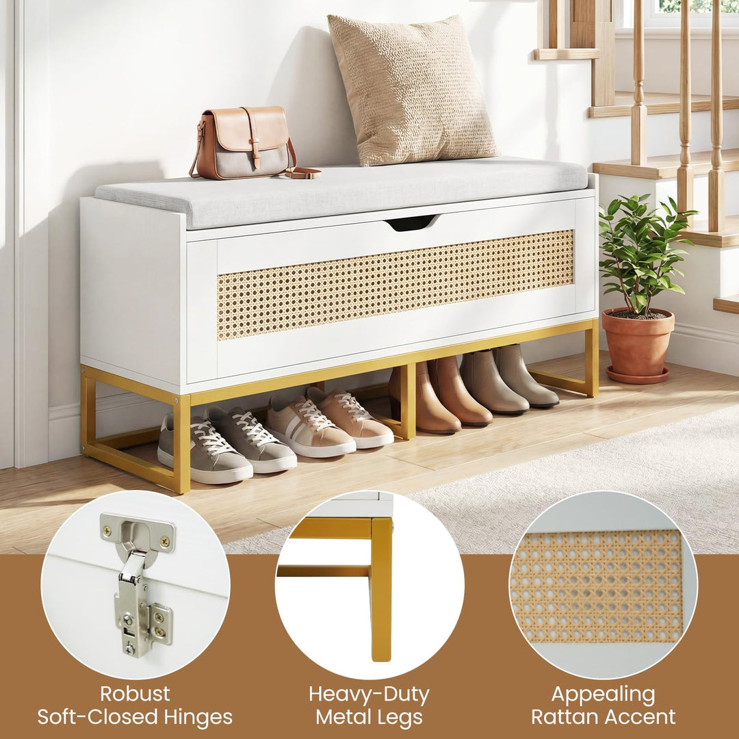 Giantex Flip-Top Entryway Bench with Removable Padded Seat &amp; Hidden Storage
