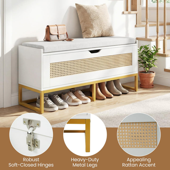Giantex Flip-Top Entryway Bench with Removable Padded Seat &amp; Hidden Storage