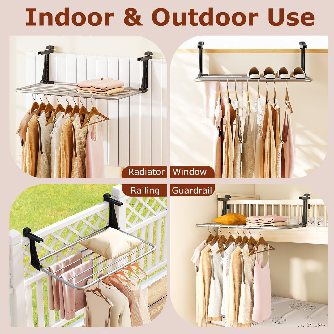 Giantex Portable Clothes Drying Rack 25.5"/31" Aluminum Hanging Laundry Rack