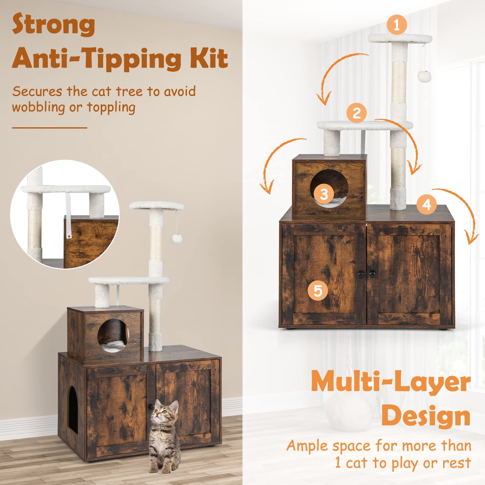 Giantex Cat Tree with Litter Box Enclosure