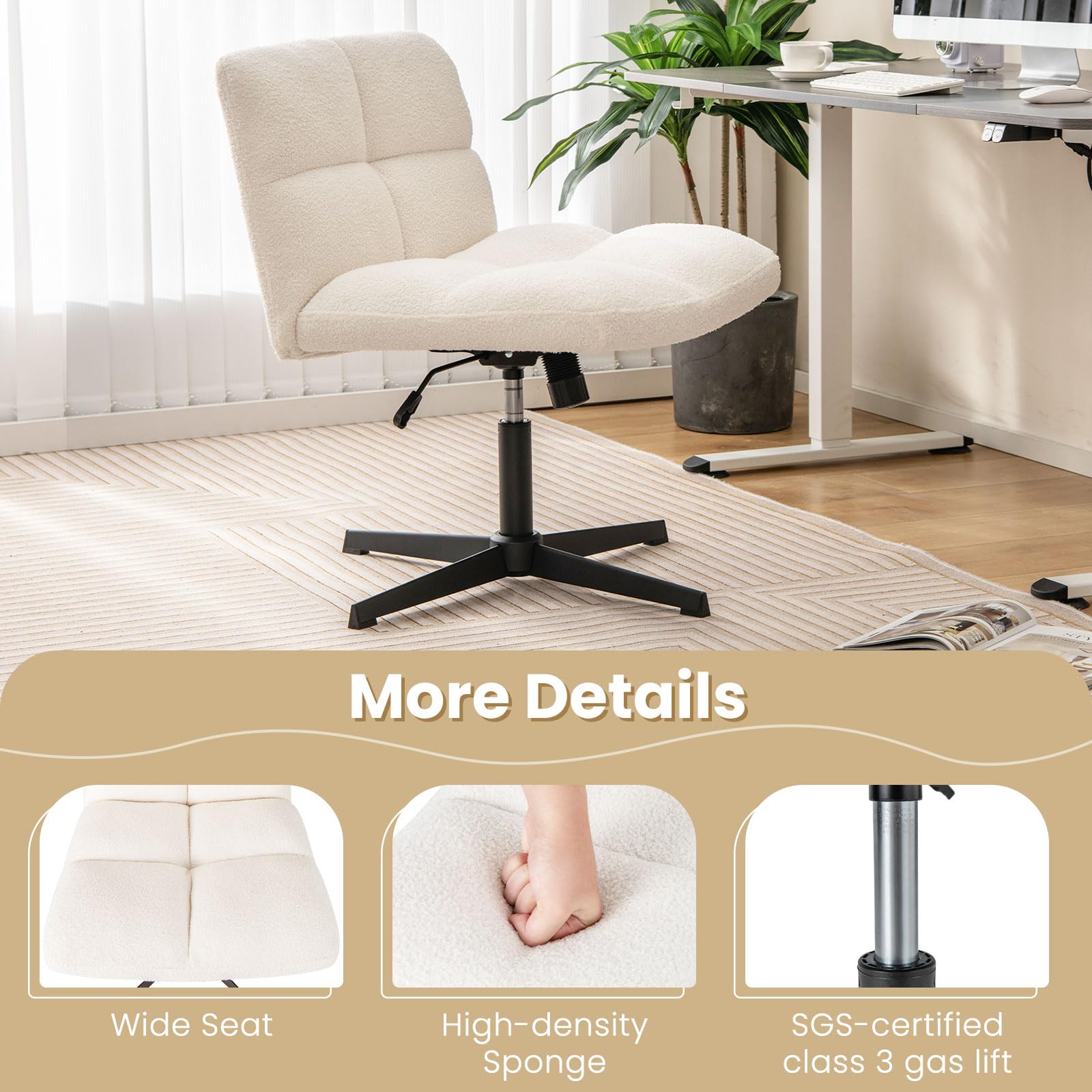 Cross Legged Office Chair - Giantex