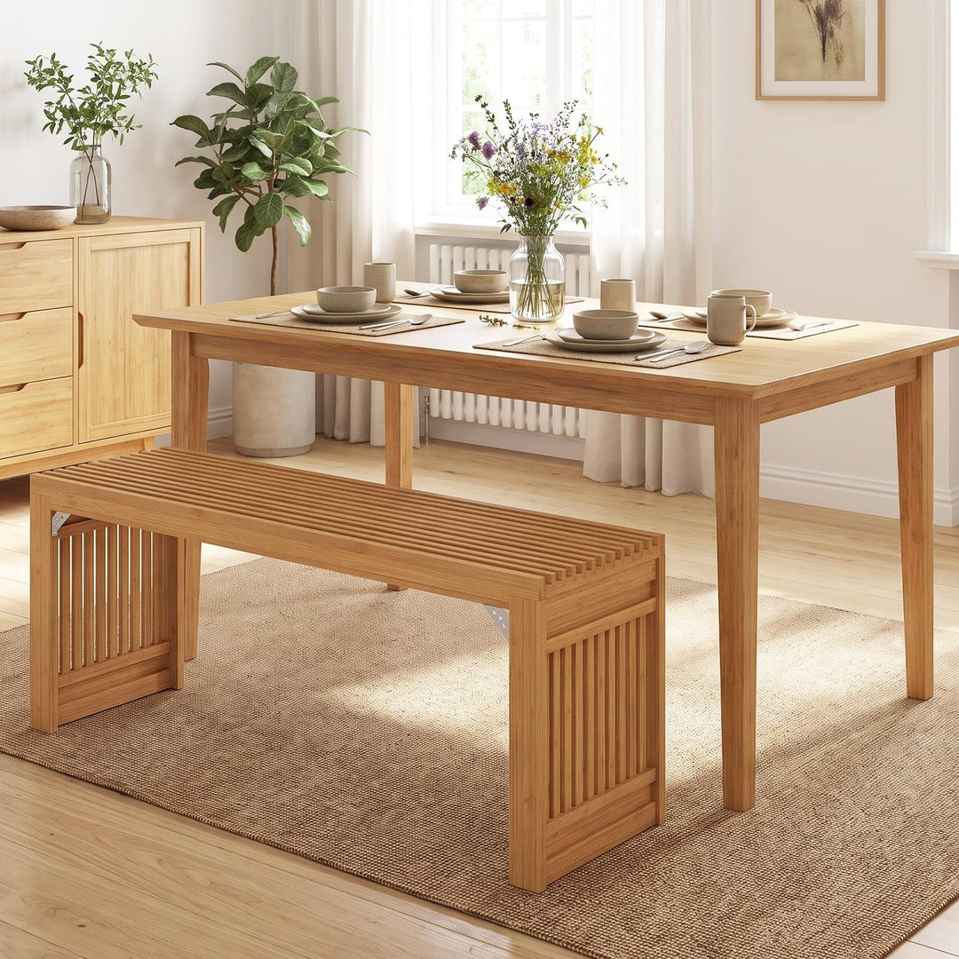 GIANTEX 35.5" Bamboo Dining Bench with Solid Widened Legs (1/2)