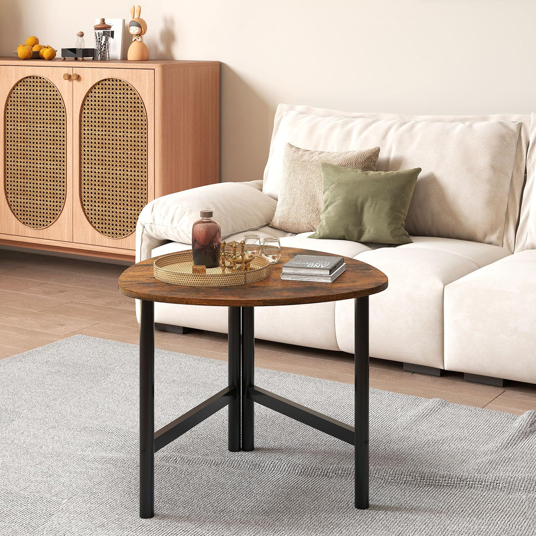 Giantex Triangle End Table Wood Side Table with Metal Legs