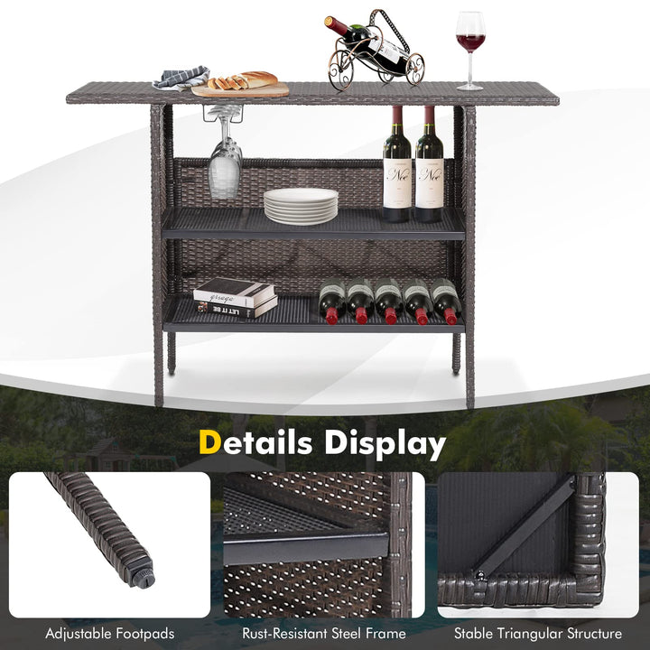 Outdoor Patio Rattan Wicker Bar Counter Table