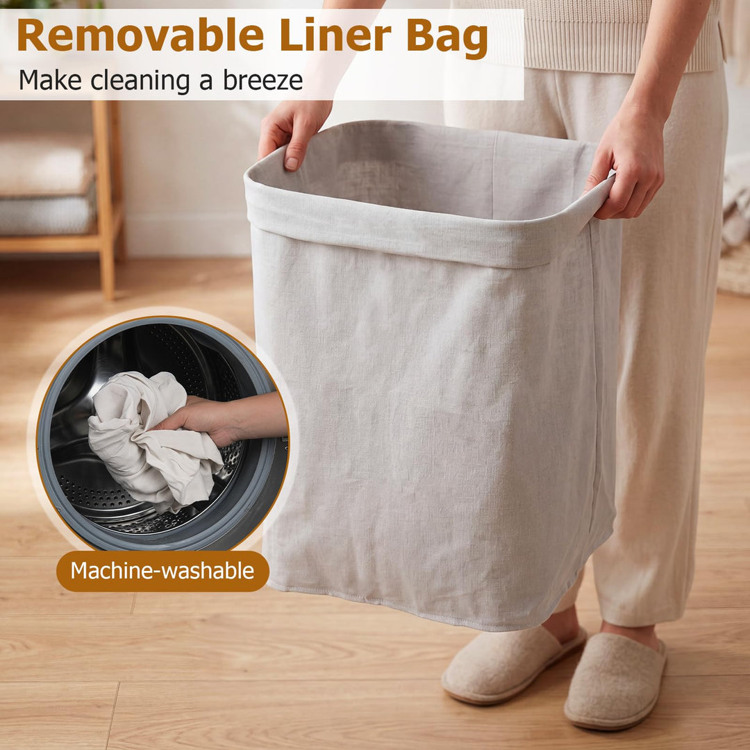 Giantex 19 Gal Rectangular Bamboo Laundry Hamper with Lid