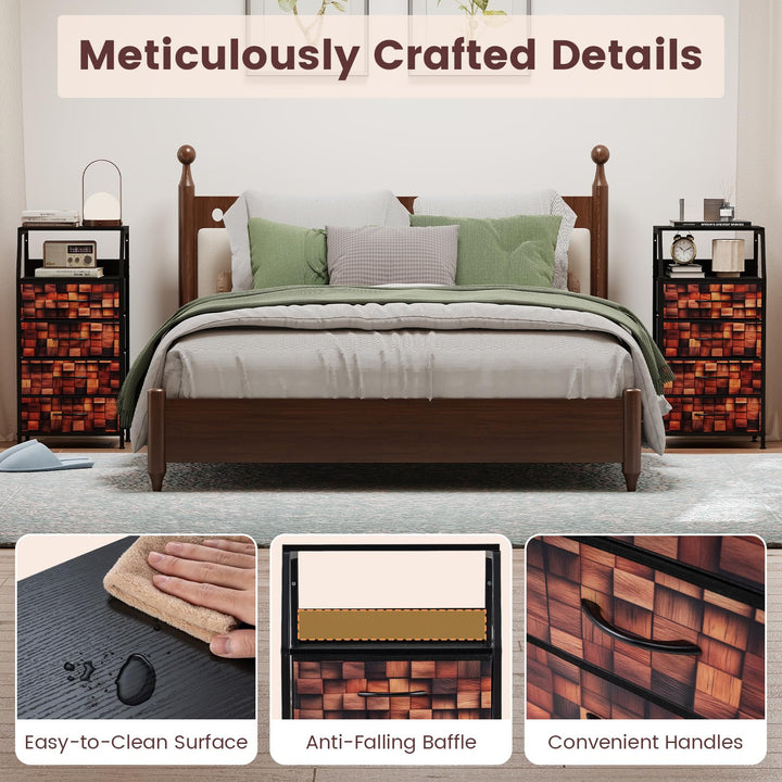 GIANTEX Industrial Nightstand | Tall Dresser with Sturdy Metal Frame (1/2)