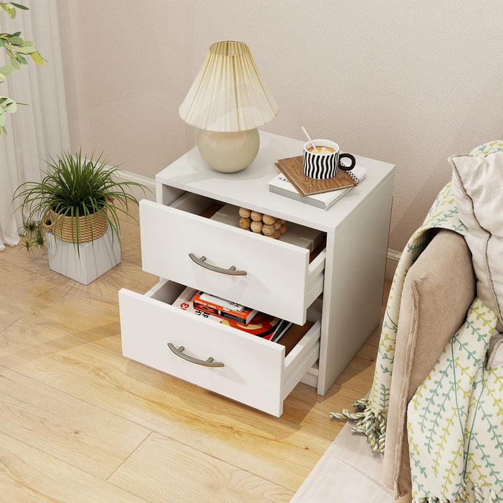 Giantex Nightstand with 2 Drawers, Modern Night Stand with Storage Drawers, Compact Floor Sofa Side Table for Small Spaces
