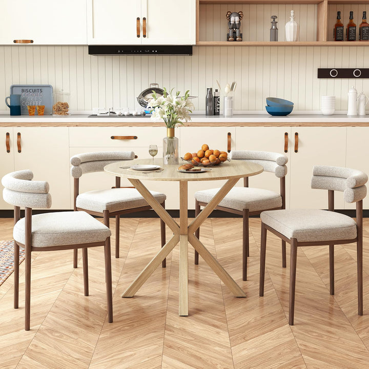 Giantex Farmhouse Kitchen Table with Rubber Wood Legs