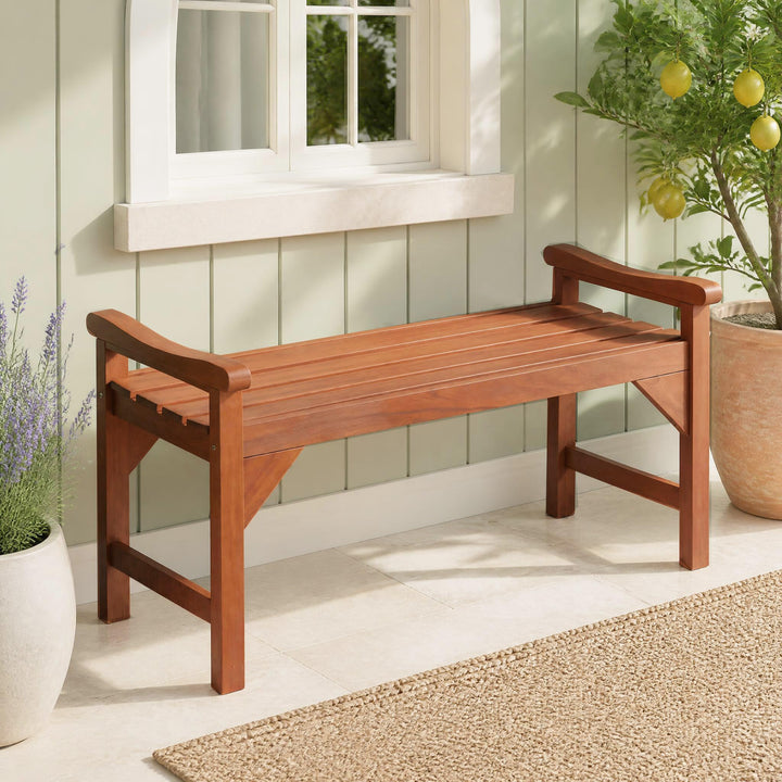 GIANTEX 40" Wooden Backless Garden Bench with Support Handles (1/2)