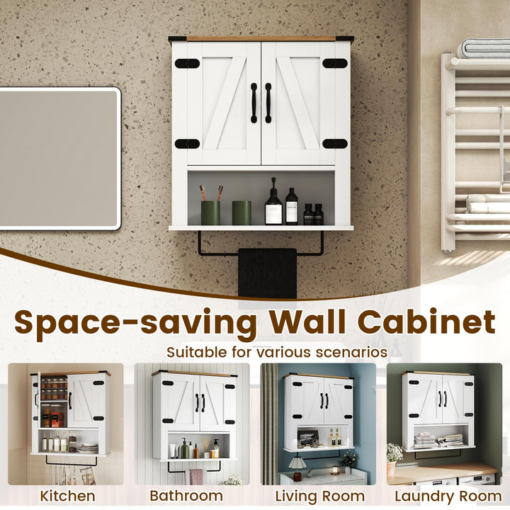 Giantex Above Toilet Bathroom Wall Cabinet with Towel Bar