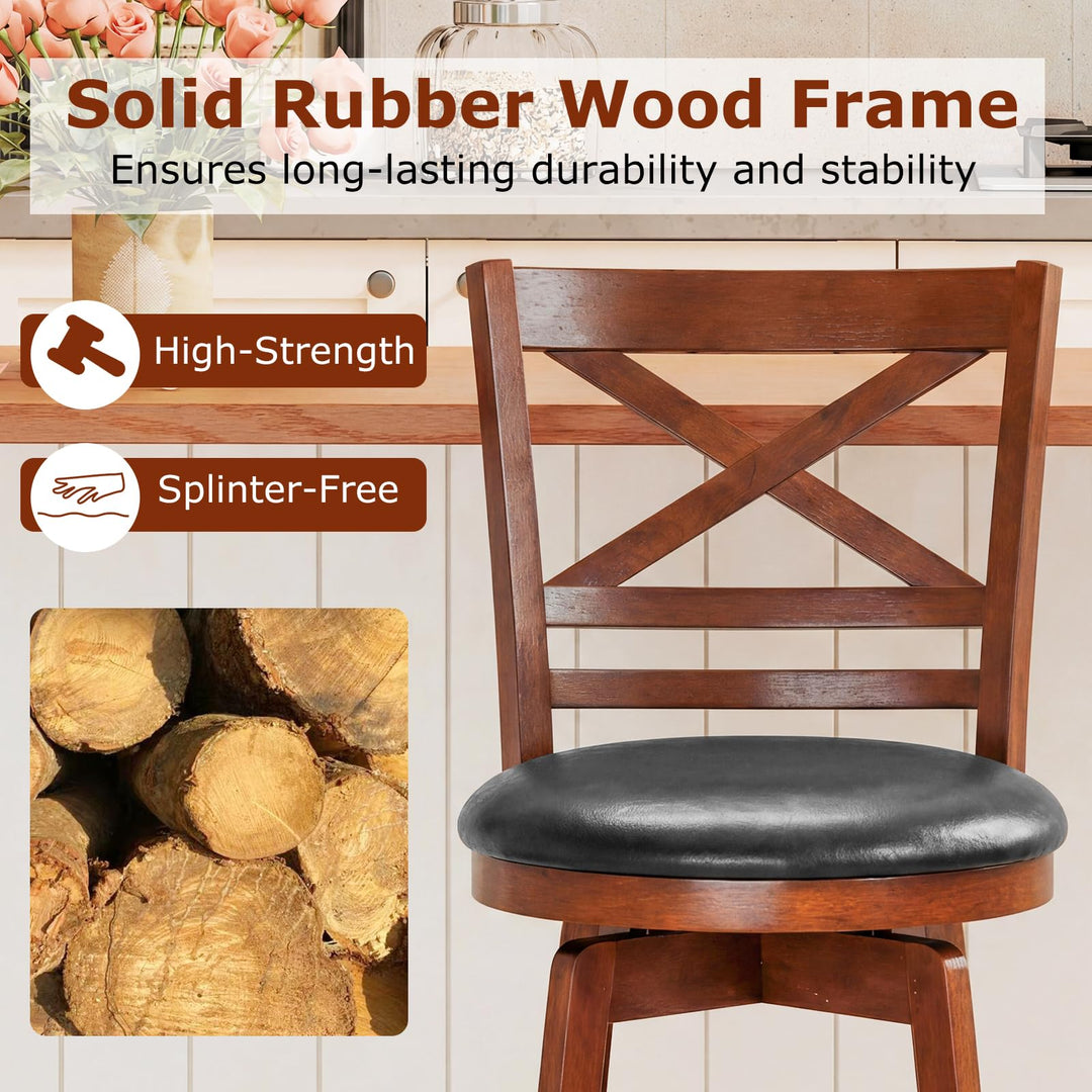 Giantex 30.5 Inch Bar Height Chairs Stools Set of 2/4 with PU Faux Leather Upholstered Seat