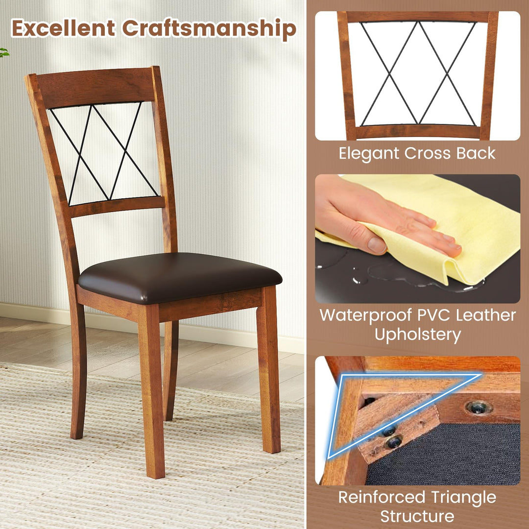 Giantex Wooden Armless Kitchen Chairs Set of 2/4 w/Elegant Hollowed Backrest