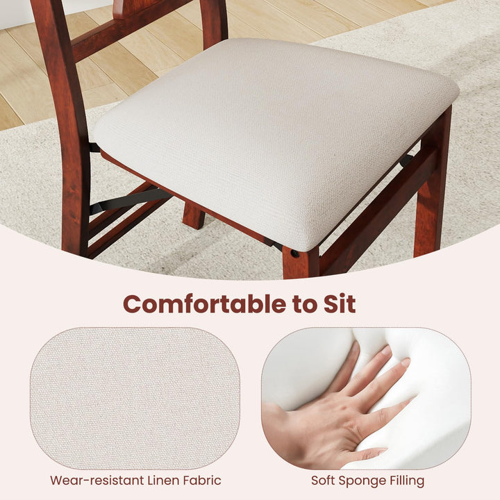 Giantex Folding Dining Chairs Set of 2/4 Upholstered Dining Chairs with Comfy Padded Seats