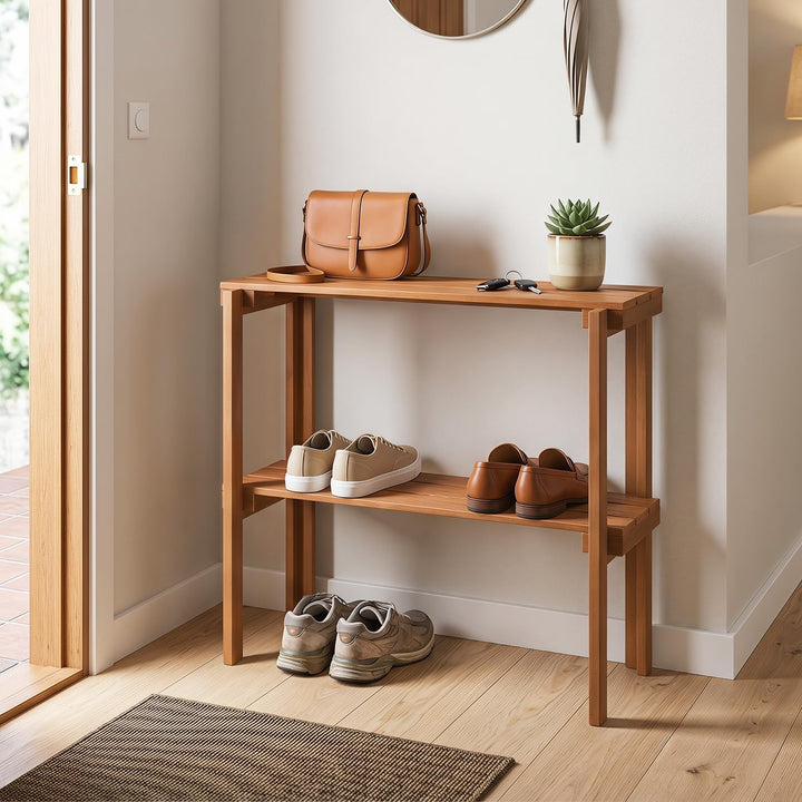 Giantex 2-Tier Solid Wood Foldable Plant Shelf