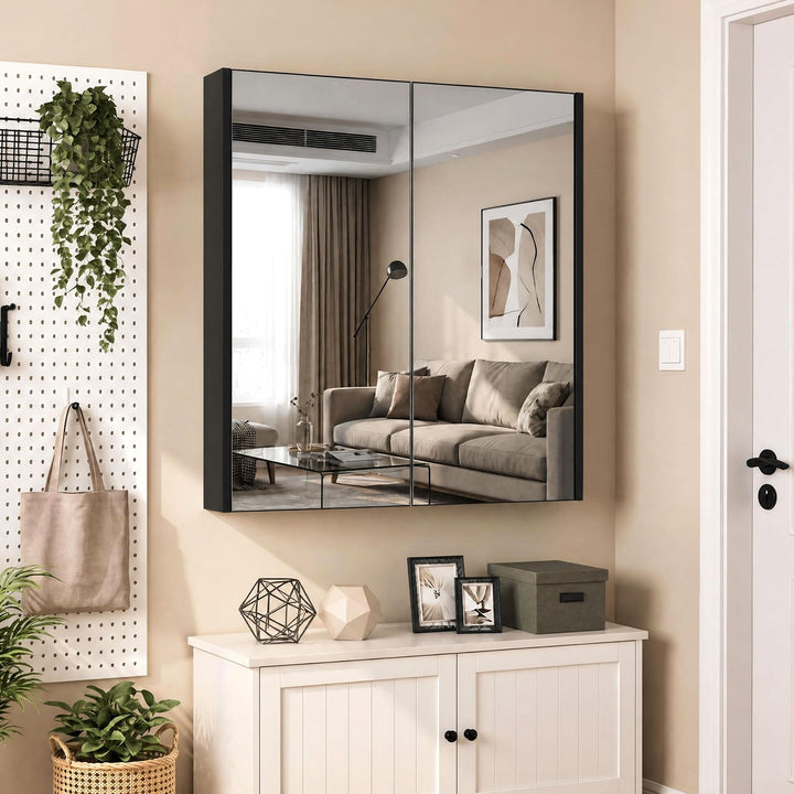 GIANTEX Bathroom Wall Cabinet with 2 Mirror Doors
