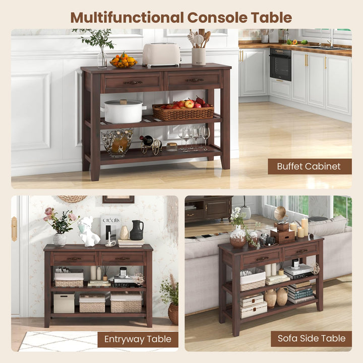 Giantex Console Table with 2 Drawers, 3-Tier Narrow Entryway Table with Storage