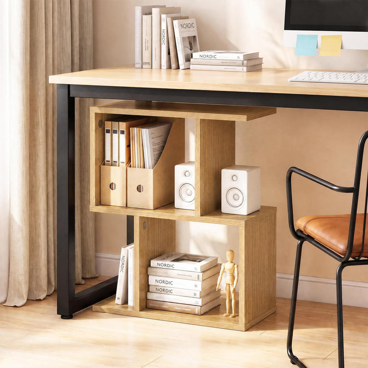 GIANTEX 3-Tier Wood S-Shaped Geometric Bookshelf
