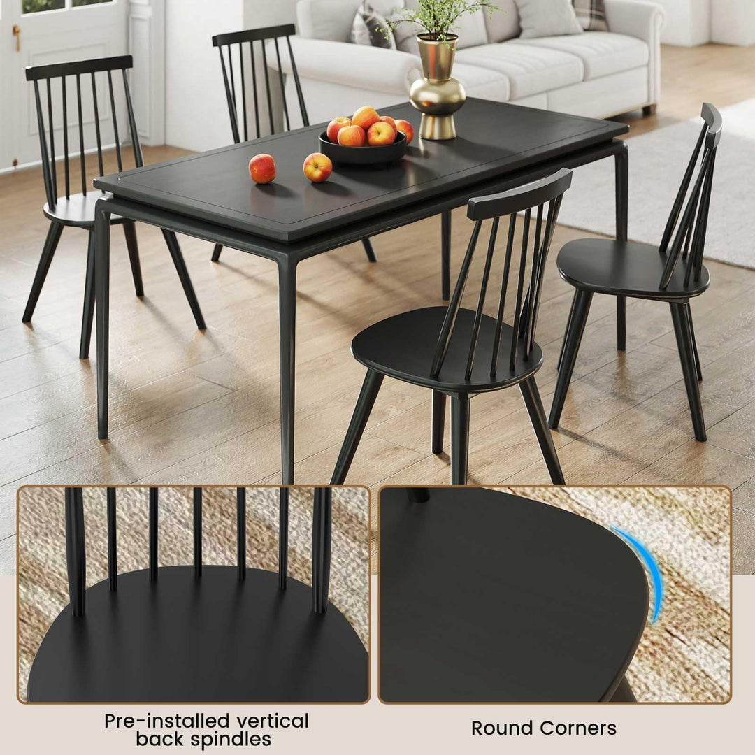 Giantex Windsor Dining Chairs Set of 2/4 Farmhouse Wooden Black Kitchen Chairs