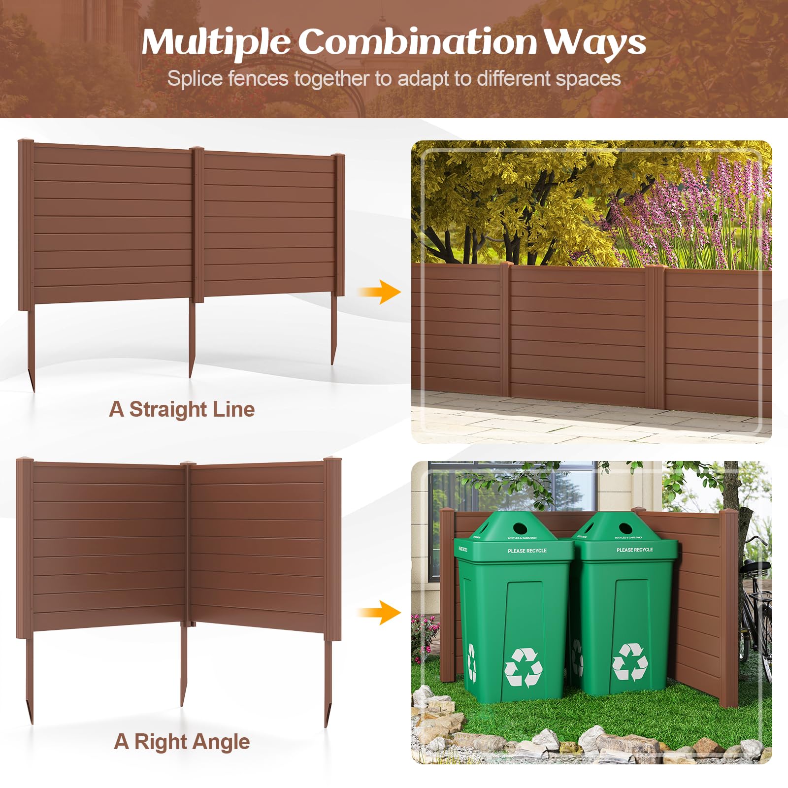 Giantex Air Conditioner Fence 2/4 Panels - 48''W x 36''H Outdoor Privacy Screen Trash Can Enclosure with 3 Stakes