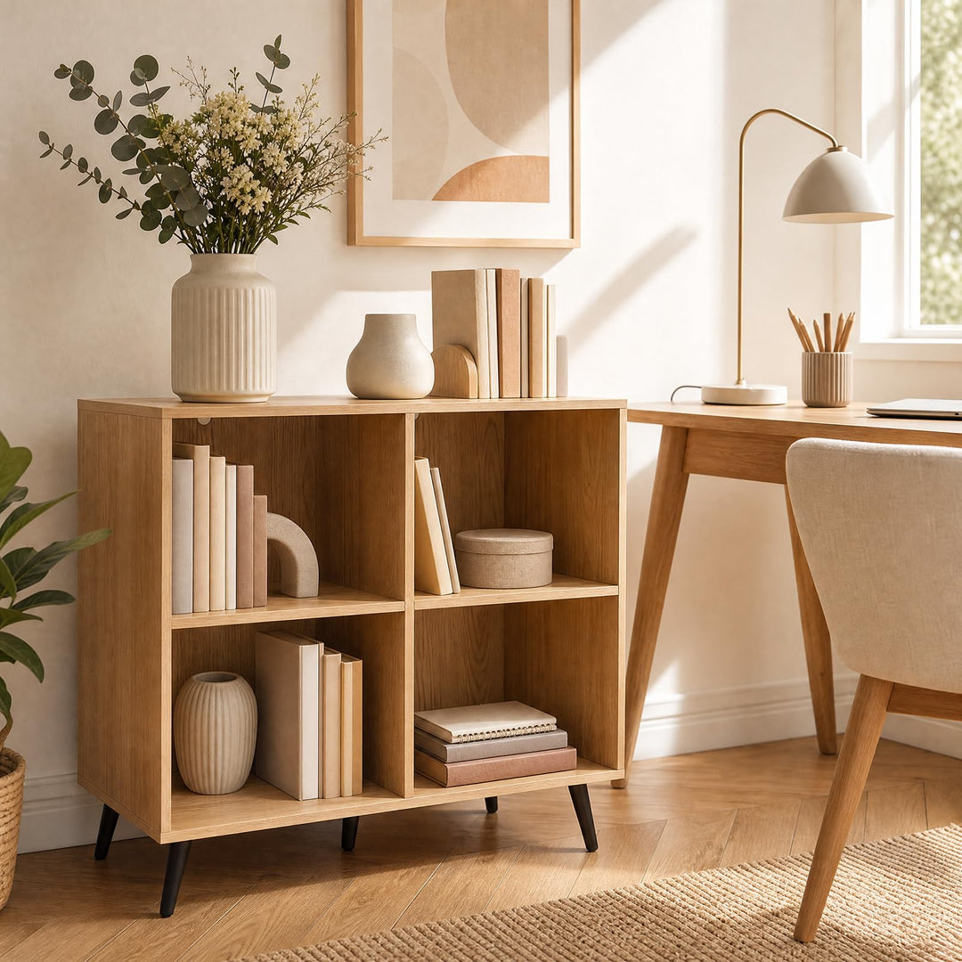 GIANTEX 4-Cube Bookshelf with Metal Legs for Living Room &amp; Home Office