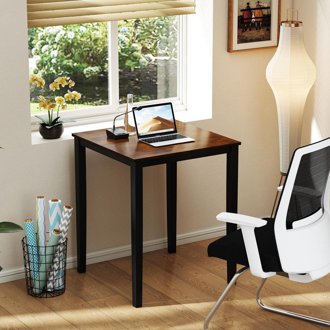 Giantex Square Dining Table with Solid Wood Frame for 2-4