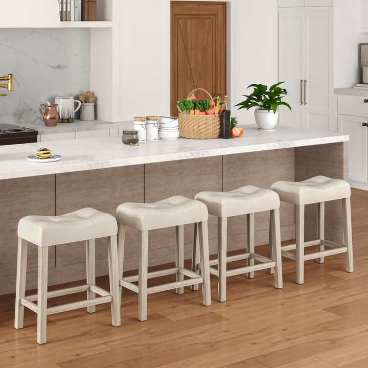 Giantex 24" Bar Stools Set of 2/4, Upholstered Counter Height Saddle Bar Stools