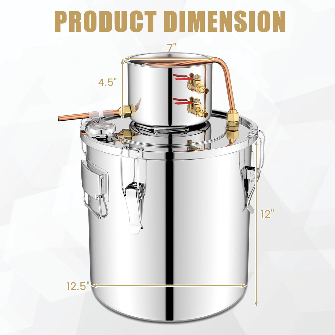 Giantex 5 or 10 Gal Alcohol Still,2 Pots Stainless Steel Alcohol Still, Multi-purpose Home Brewing Kit for DIY Whiskey, Brandy, Beer, Silver