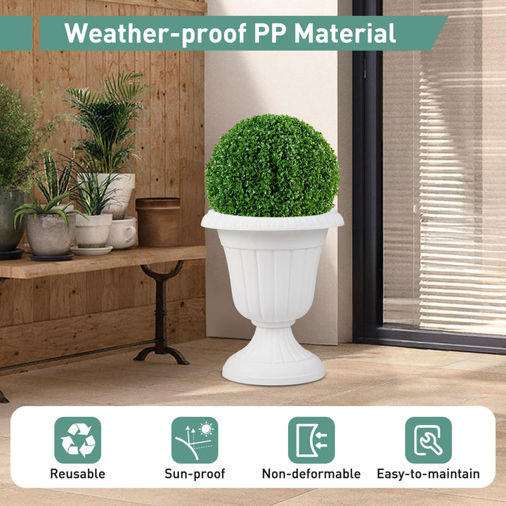 Giantex 18" Tall Urn Plastic Flower Pots with Pedestal Base & Pre-Marked Drain Hole