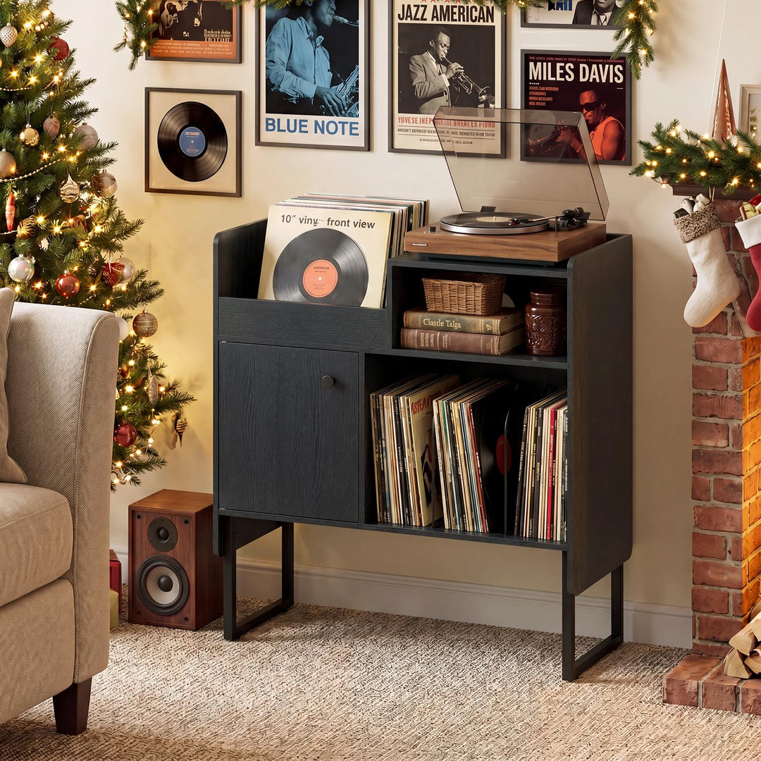 Giantex Record Player Stand with Open Shelf &amp; Cabinet Hold Up to 250 Albums