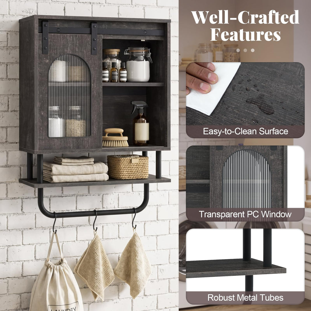 Giantex Bathroom Wall Cabinet with Sliding Barn Door