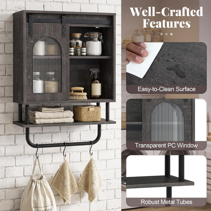 Giantex Bathroom Wall Cabinet with Sliding Barn Door
