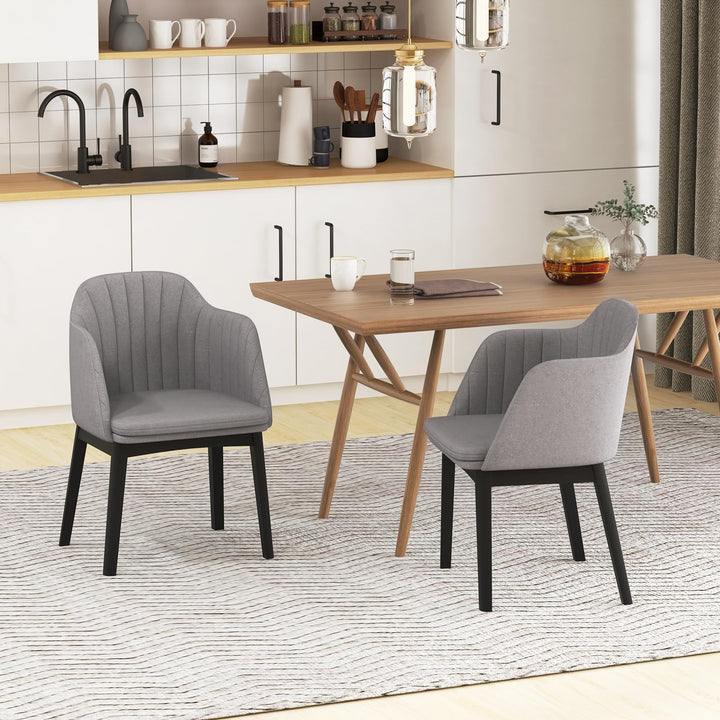 Giantex Modern Dining Chairs, Upholstered Velvet Accent Chairs w/Curved Backrests & Rubber Wood Legs