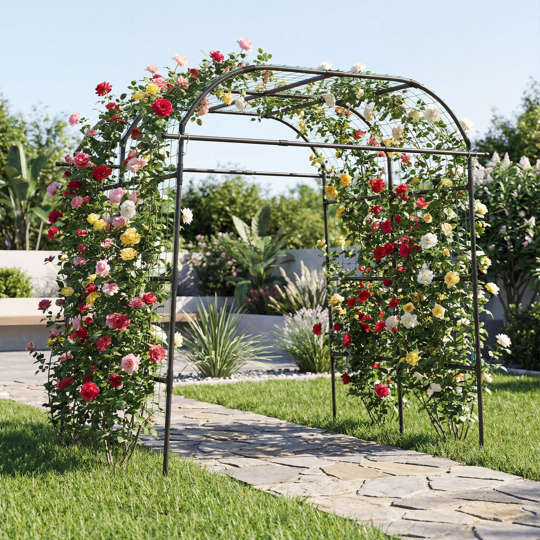 Giantex Metal Garden Arch Trellis for Climbing Plants Outdoor