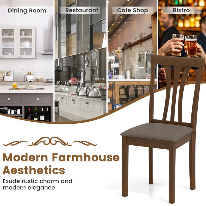 Giantex Wooden Dining Chairs Set of 2/4 Linen Fabric Upholstered Kitchen Armless Chair