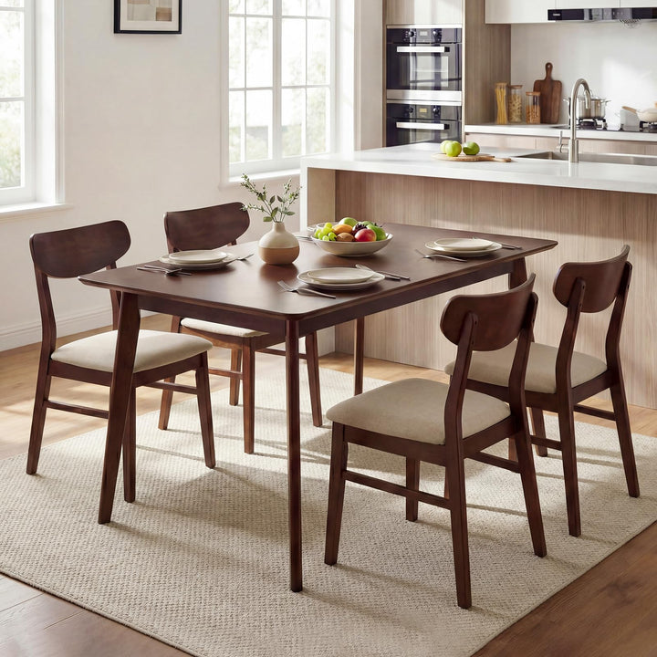 Giantex Dining Table for 4-6 People 47" Rectangular Wooden Kitchen Table