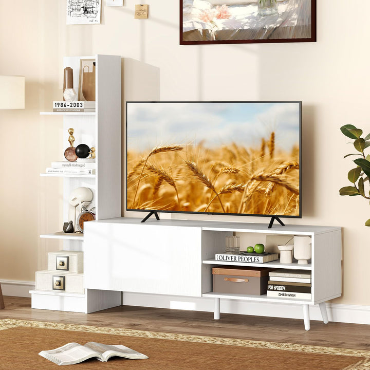 Giantex Book Shelf TV Stand L-Shaped Entertainment Center with Storage & Adjustable Shelf