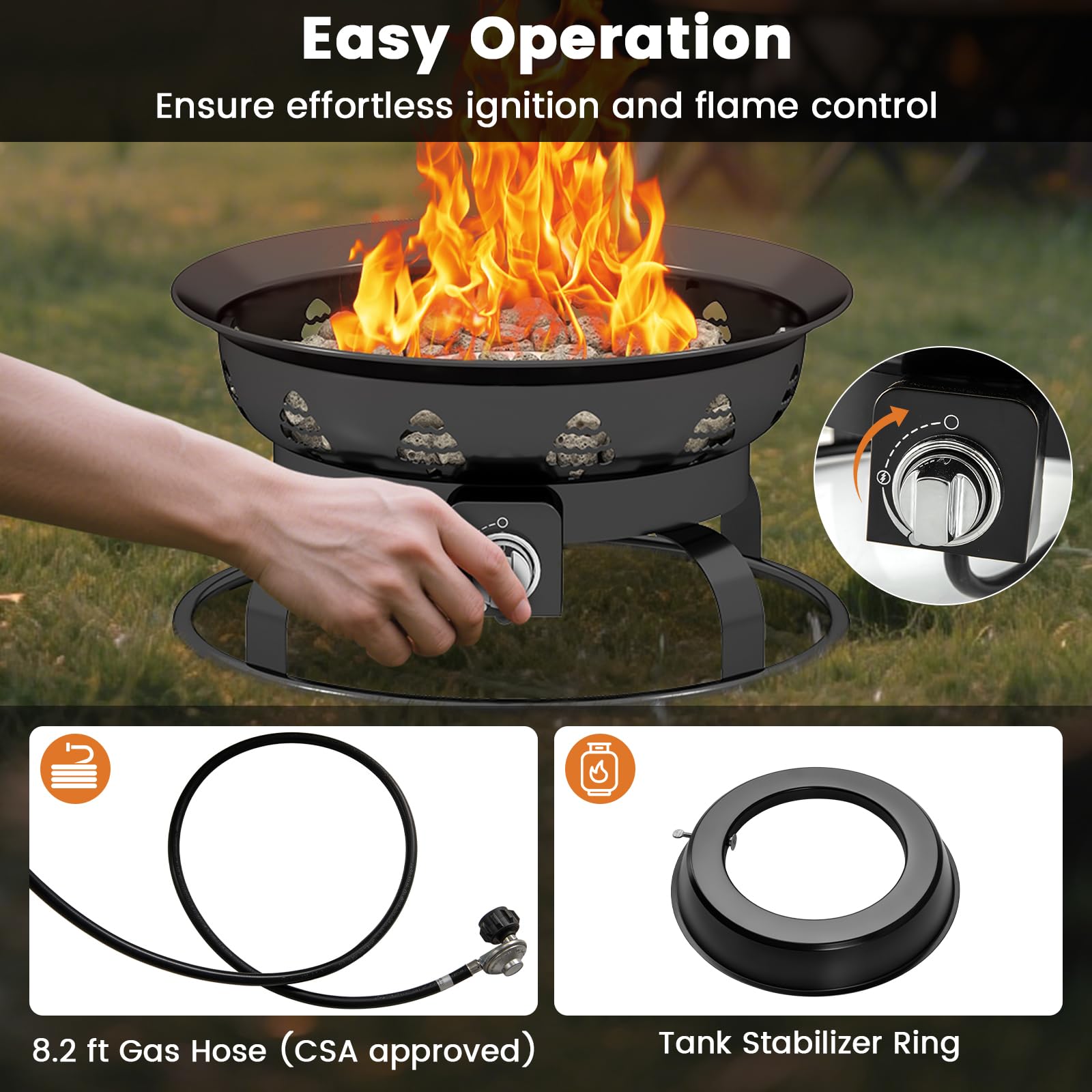 Giantex 21 Inch Smokeless Fire Bowl with Cover